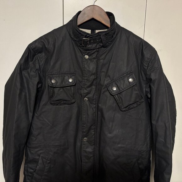 J Lindeberg Black British Millerain Waxed Cotton Field Jacket - Medium (Barbour) - Picture 3 of 13